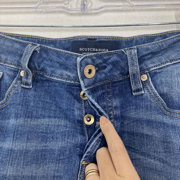 Scotch & Soda Amsterdams Blauw Ralston Shorts Mens 31 Denim Button Fly Stretch - Picture 5 of 16